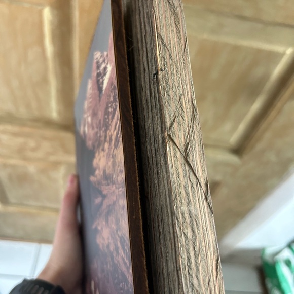 Vintage mountain scene photo on wood - Picture 3 of 5